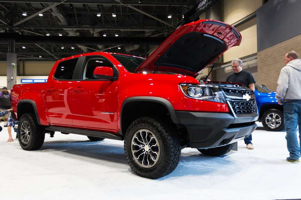 Red 2021 Chevrolet Colorado right side of the truck