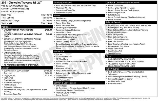 2021 Chevrolet Traverse RS