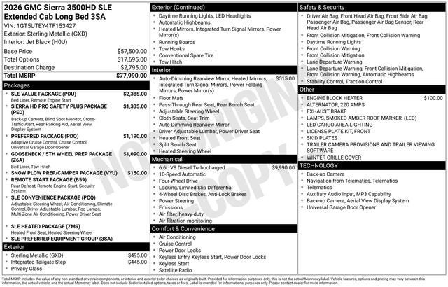 2026 GMC Sierra 3500 HD SLE