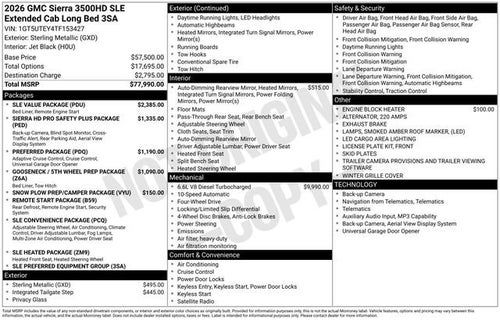 2026 GMC Sierra 3500 HD SLE