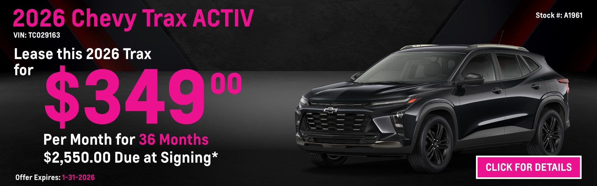2026 Chevrolet Trax ACTIV Lease Special: $379 per month