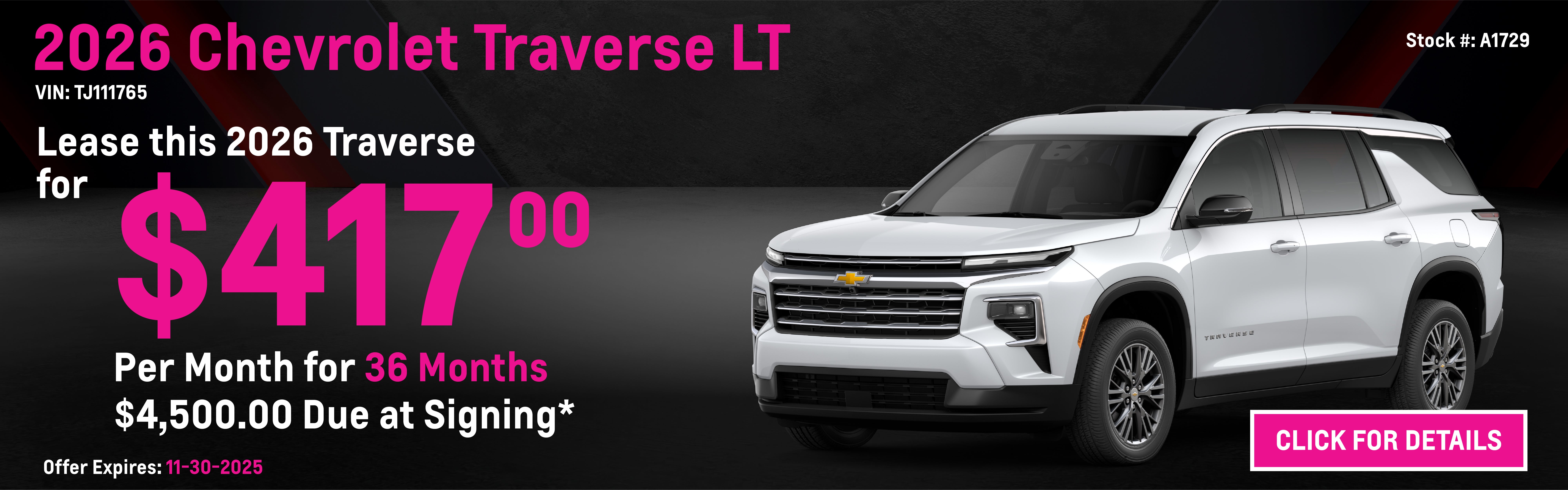 2026 Chevrolet Traverse LT Lease Special