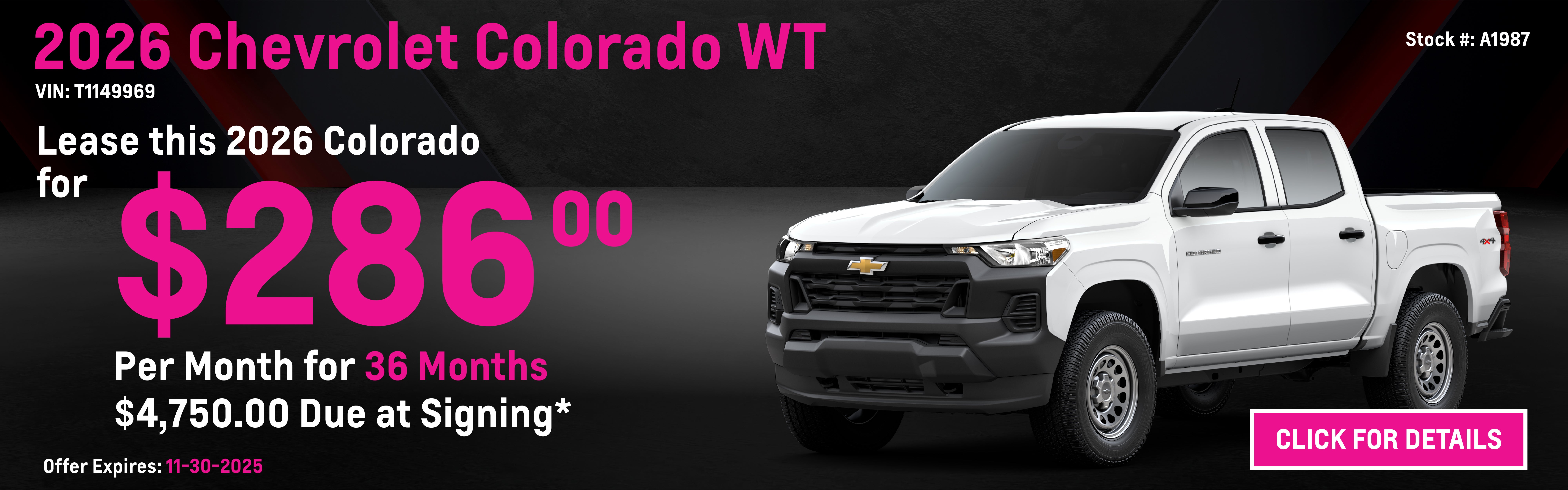 2026 Chevrolet Colorado WT Lease Special