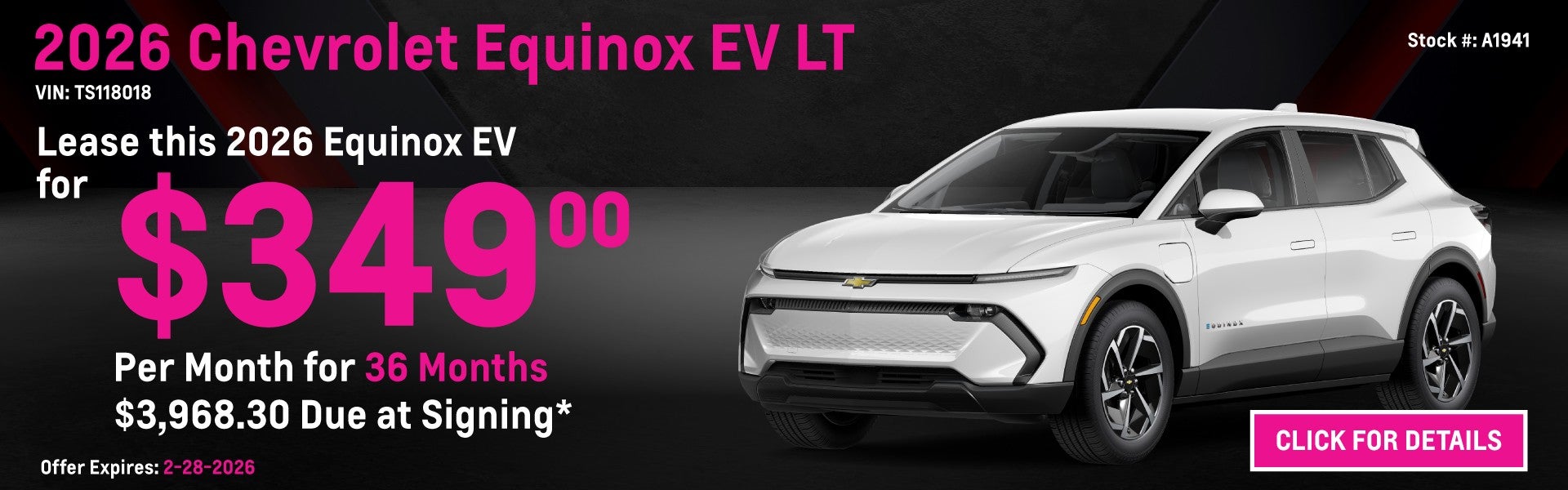 2026 Chevrolet Equinox EV LT Lease Special: $349 per month