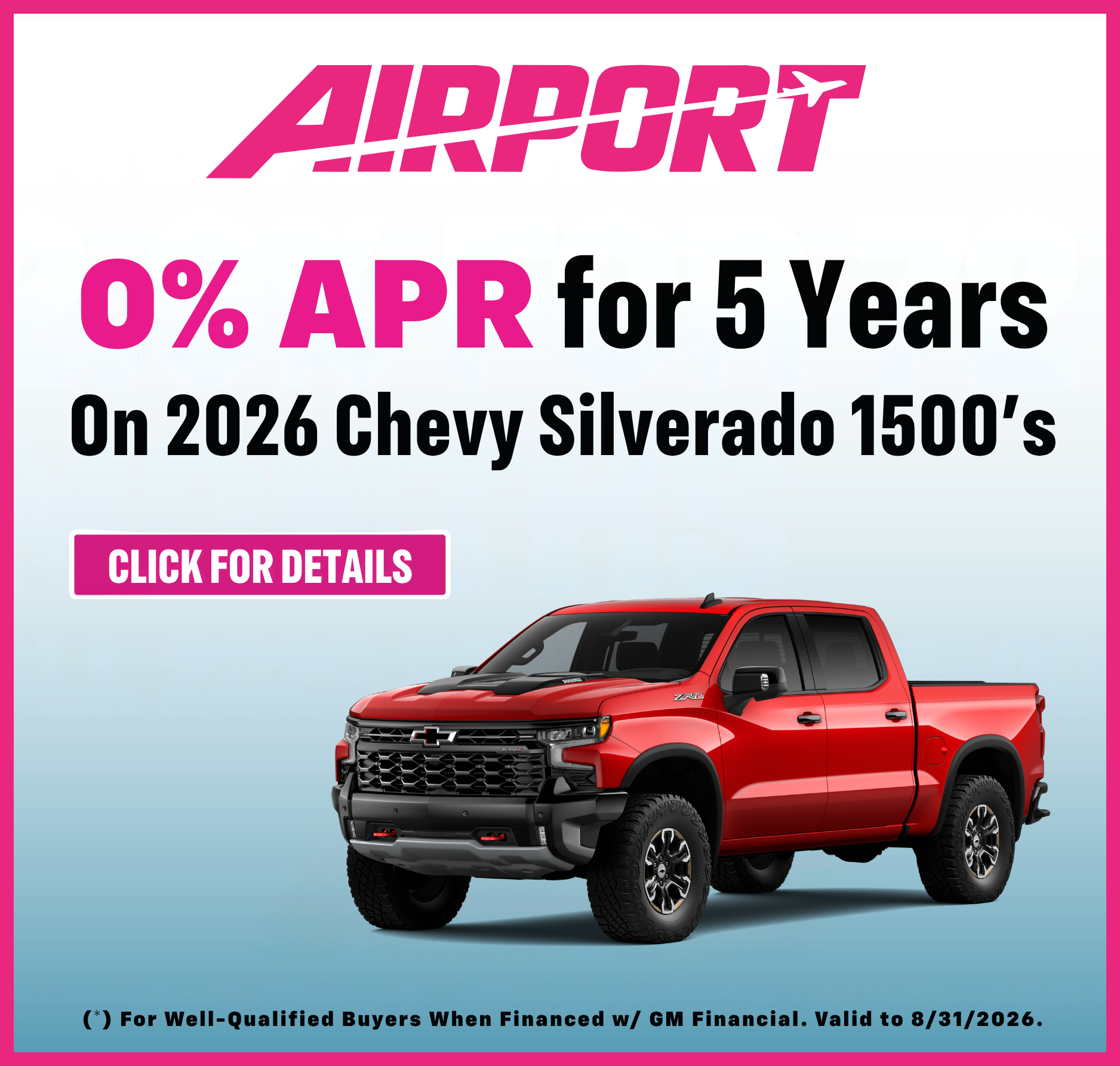 0% APR on 2026 Silverado 1500 for 60 Months
