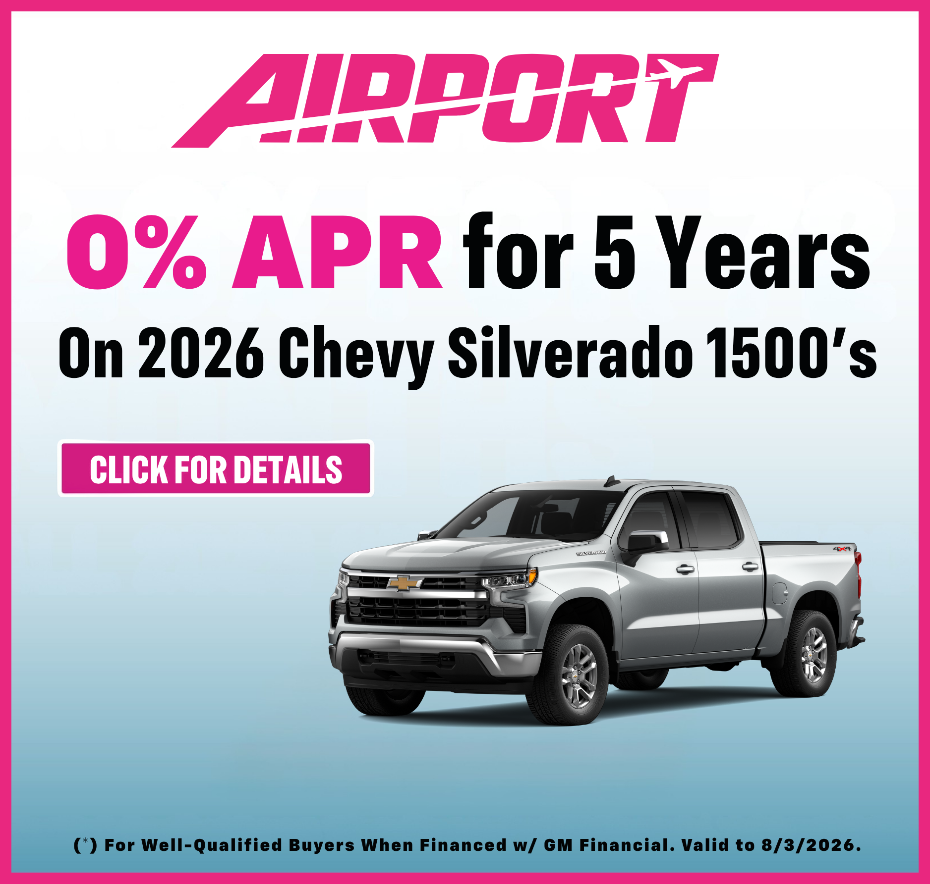 0% APR on 2026 Silverado 1500 for 60 Months