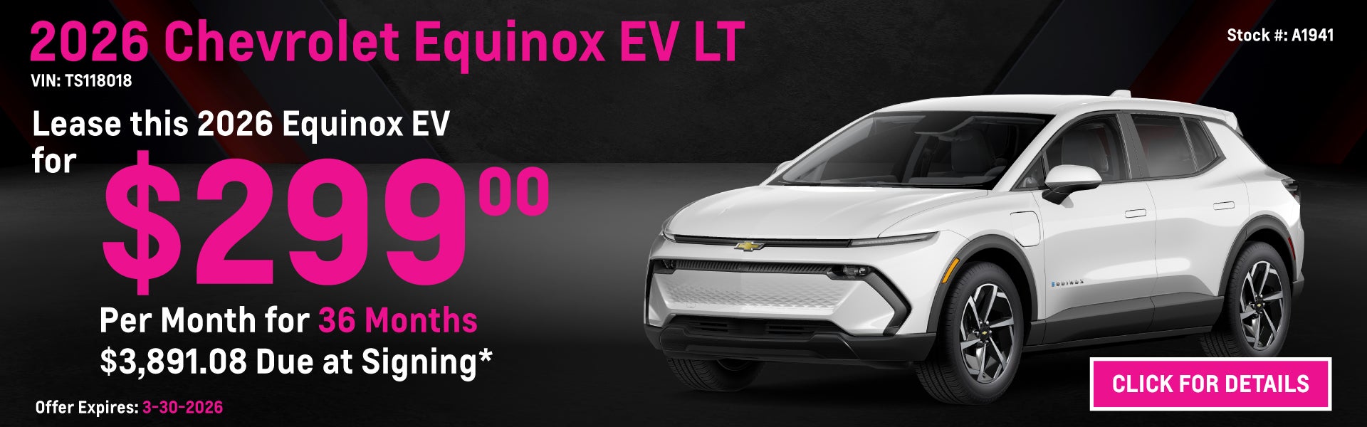 2026 Chevy Equinox EV Lease Special: $299 per month